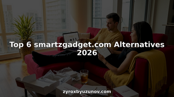 Couple comparing smart gadgets in city living room