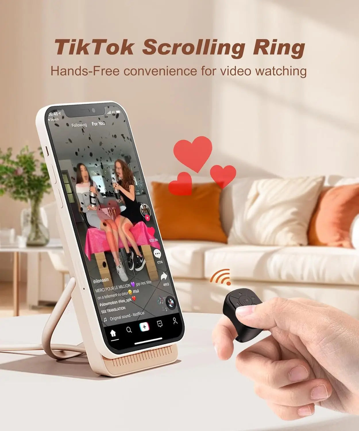 Кольцо для дистанционной прокрутки TikTok – Bluetooth-пейджер для iPhone и Android