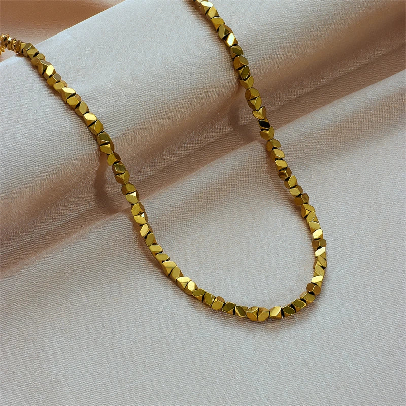 MEYRROYU 316L Edelstahl Minimalistisches Choker – Elegante Metalltextur-Halskette