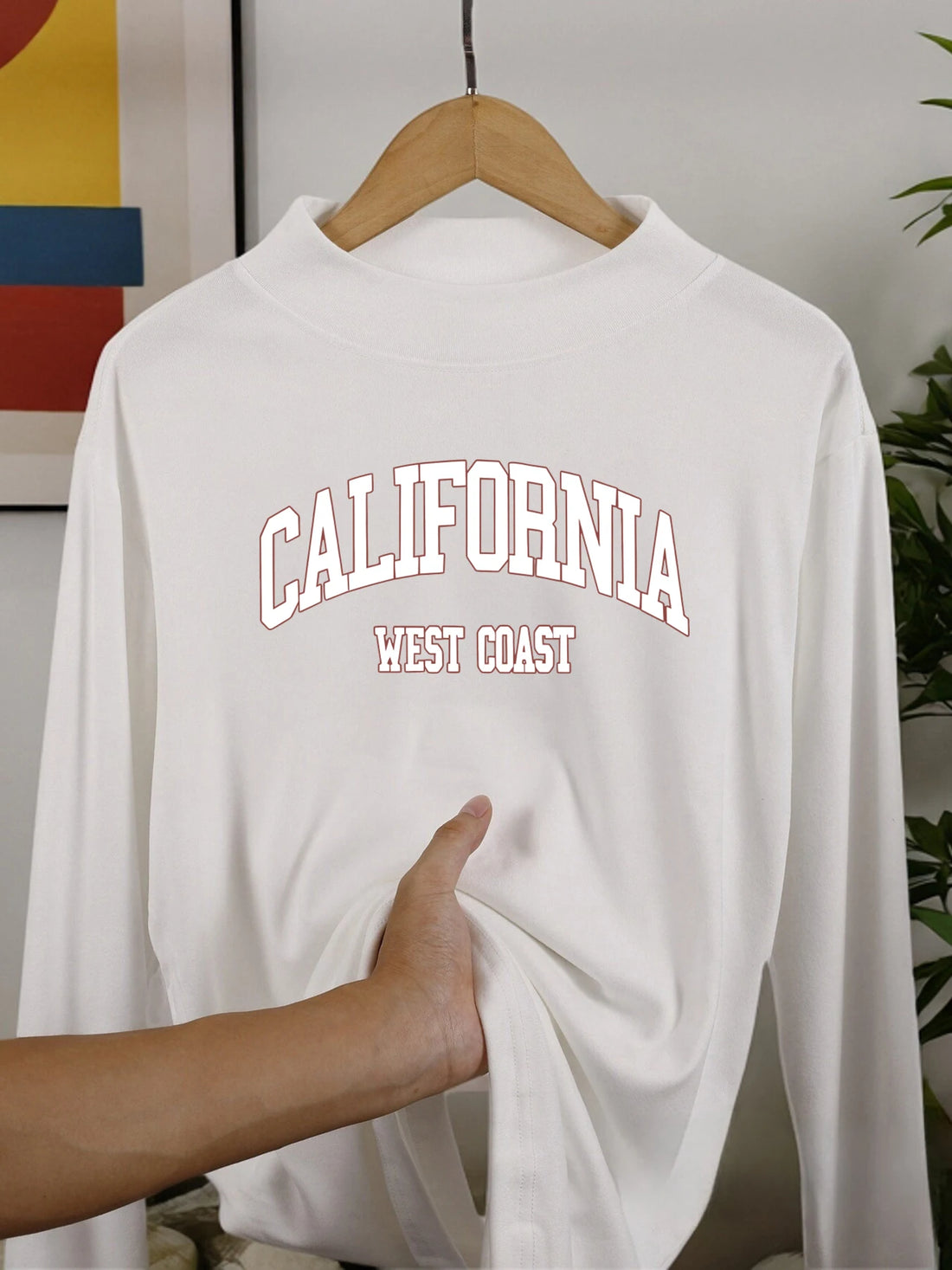 California West Coast Half-High Collar Top - Thickened Long Sleeve Autumn Shirt