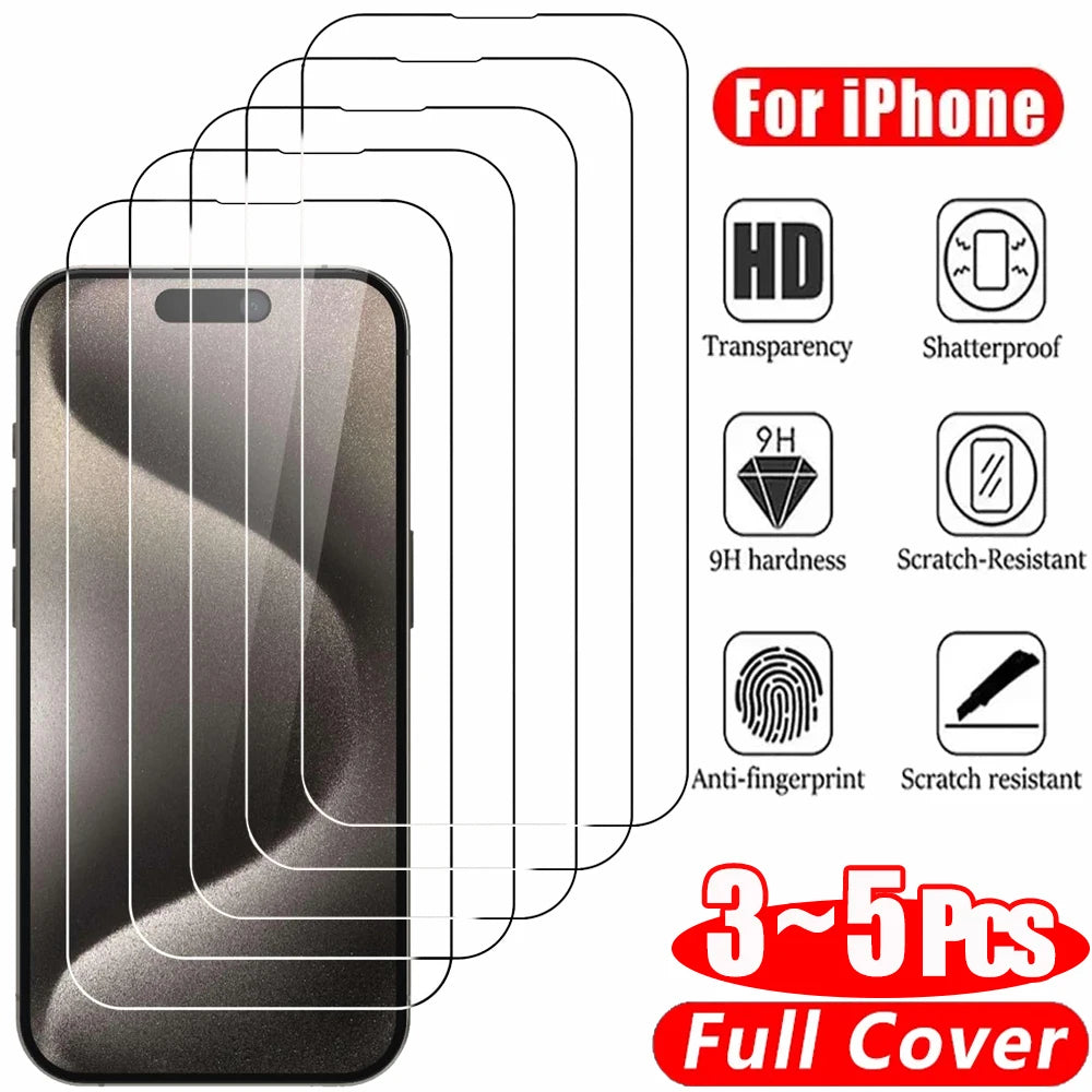 Прозрачная стеклянная пленка для iPhone 17 16 15 Pro Max Защитная пленка для экрана iPhone 11 12 13 14 15 Pro Закаленное стекло iPhone13 Mini 16 Plus